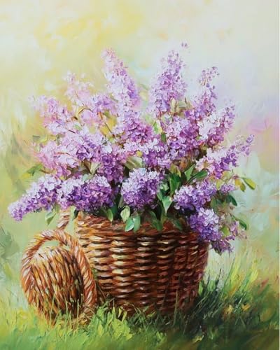 Renqidian kreuzstich set Vorgedruckt lila Blüten 11 CT Erwachsene Anfanger Kreuzstich Stickpackungen für Wandkunst-Heimdekoration 40 × 50cm von Renqidian