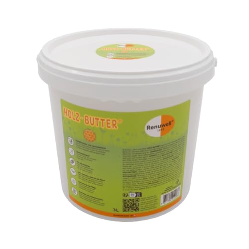 Renuwell Holz-Butter, 3 l – Intensiv-Pflege für alle Holzarten, Möbelpflege 100% natürliche Inhaltsstoffe, hochwertiger Holzbalsam von Renuwell