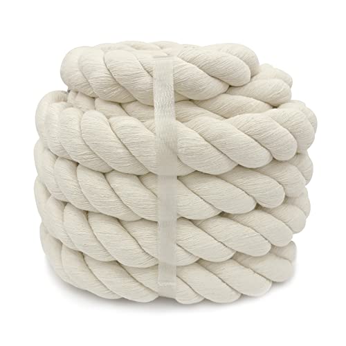 Dicks Seil Baumwollseil Kordelband Tau 30mm 10M Baumwollkordel, Makramee Garn DIY Handwerk Tauseil Baumwollschnur Garten Balkon Haus Rope Beige Cotton Boho Deko von Renyiz