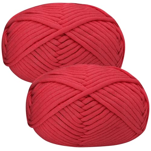 Häkelgarn Baumwolle Häkelwolle Chenille Wolle zum Häkeln 2 X 50g Häkelwolle,Red Yarn Dickes Baumwoll-Nylon-Mischgarn von Renyiz