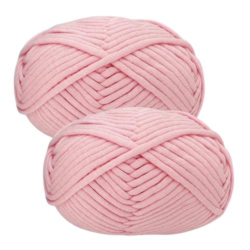 Häkelgarn Baumwolle Wolle zum Häkeln Chenille 2x50g Häkelwolle,Crochet Yarn Dickes Baumwoll-Nylon-Mischgarn Häkelgarn für Anfänger Rosa Garn von Renyiz