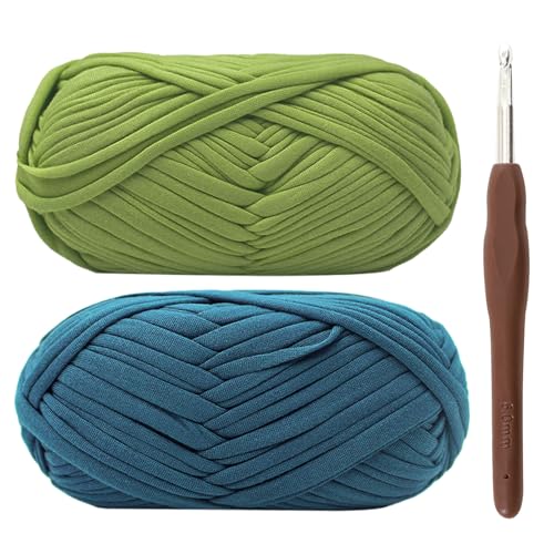 T-Shirt Garn, Bändchengarn zum Häkeln und Stricken Textilgarn 2 x 100g Dickes Polyester-Garn mit einer 6mm Häkelnadel für Häkeltaschen, Körbe, Teppiche, Heimdekoration und DIY-Kunsthandwerk (Salbei) T-Shirt Garn, Bändchengarn zum Häkeln und Stricken Textilgarn 2 x 100g Dickes Polyester-Garn mit einer 6mm Häkelnadel für Häkeltaschen, Körbe, Teppiche, Heimdekoration und DIY-Kunsthandwerk (Salbei) von Renyiz
