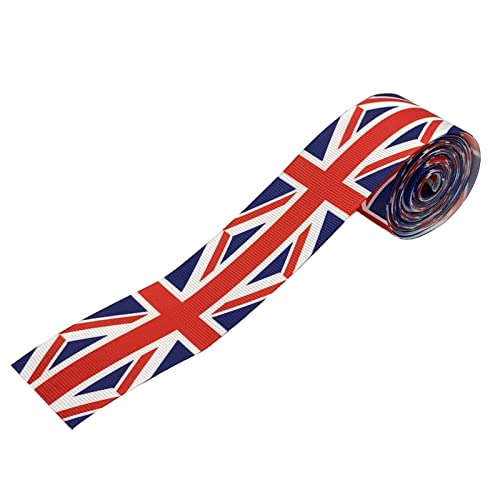 Renywosi Band Union Jack 38 mm breit, Satinband, geflochten, mit britischer Flagge, Queens Decorations Platinum, Jubilee 2022, Stoffband für Handwerk, Geschenkverpackung, Luftballons von Renywosi