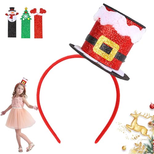 Renywosi Weihnachts-Party-Stirnbänder, Weihnachts-Stirnbänder für Kinder,Rot Grün Silber Elastische Weihnachtskopfbedeckung | Modisches Kinder-Stirnband, Weihnachtsdekoration für, Mädchen, Kinder von Renywosi