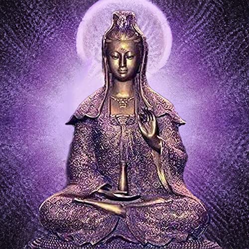 Reofrey 5D DIY Diamond Painting Zubehör Diamantmalerei Lila Buddha Statue, Erwachsene Voll Stickerei Strass Diamant Malerei Set Buddhismus, Kunsthandwerks-Zubehör Gemälde Wanddekoration 35x35cm von Reofrey