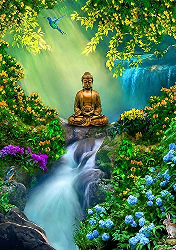 Reofrey 5D Diamond Painting Zubehör Buddha, DIY Full Dril Bodhisattva Diamant Painting Bilder Set Diamant Malerei Vollbohrer, Kreuzstich Erwachsene Stickerei Crystal Strass Foto Craft 40x50cm von Reofrey