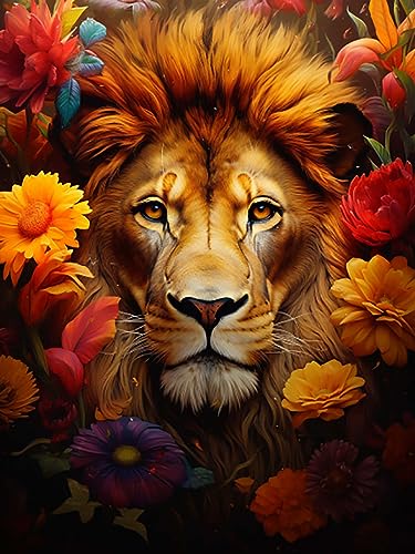 Reofrey 5D Diamond Painting Zubehör Löwe, DIY Full Dril Tier Diamant Painting Bilder Set Diamant Malerei Vollbohrer, Kreuzstich Erwachsene Stickerei Crystal Strass Foto Craft Für Home 30X40cm von Reofrey