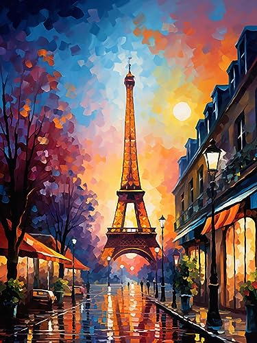 Reofrey 5D Diamond Painting Zubehör Pariser Turm, DIY Full Dril Landschaft Diamant Painting Bilder Set Diamant Malerei Vollbohrer, Kreuzstich Erwachsene Stickerei Crystal Strass Foto Für Home 30X40cm von Reofrey