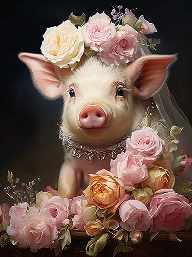 Reofrey 5D Diamond Painting Zubehör Schwein, DIY Full Dril Tier Diamant Painting Bilder Set Diamant Malerei Vollbohrer, Kreuzstich Erwachsene Stickerei Crystal Strass Foto Craft Für Home 30X40cm von Reofrey