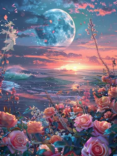 Reofrey 5D Diamond Painting Zubehör Sonnenuntergang, Full Dril Landschaft Diamant Painting Bilder Set Diamant Malerei Vollbohrer, Kreuzstich Erwachsene Stickerei Crystal Strass Craft Für Home 30X40cm von Reofrey