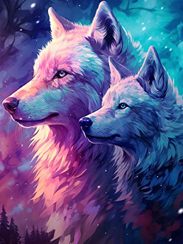 Reofrey 5D Diamond Painting Zubehör Wolf, DIY Full Dril Tiere Diamant Painting Bilder Set Diamant Malerei Vollbohrer, Kreuzstich Erwachsene Stickerei Crystal Strass Foto Craft Für Wall Home 30x40cm von Reofrey