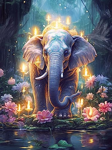 Reofrey 5d Diamond Painting Zubehör Elefant, DIY Full Dril Tier Diamant Painting Bilder Set Diamant Malerei Vollbohrer, Kreuzstich Erwachsene Stickerei Crystal Strass Foto Craft Für Wall Home 30x40cm von Reofrey