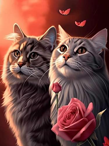 Reofrey 5d Diamond Painting Zubehör Katzen, DIY Full Dril Tier Diamant Painting Bilder Set Diamant Malerei Vollbohrer, Kreuzstich Erwachsene Stickerei Crystal Strass Foto Craft Für Wall Home 30x40cm von Reofrey