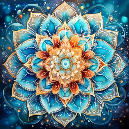 Reofrey 5d Diamond Painting Zubehör Mandala Blume, DIY Full Dril Landschaft Diamant Painting Bilder Set Diamant Malerei Vollbohrer, Kreuzstich Erwachsene Stickerei Crystal Strass Foto Craft40x40cm von Reofrey