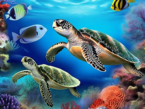 Reofrey 5d Diamond Painting Zubehör Schildkröte, DIY Full Dril Tiere Diamant Painting Bilder Set Diamant Malerei Vollbohrer, Kreuzstich Erwachsene Stickerei Crystal Strass Foto Craft30x40cm von Reofrey