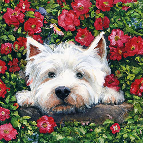 Reofrey Diamond Painting Zubehör Kit Roter Blumenhund Vollbohrmaschine für Erwachsene, Malen mit Diamanten Kunst Strass Stickerei Kreuzstich Basteldekor (35x35 cm / 14x14 Zoll) von Reofrey