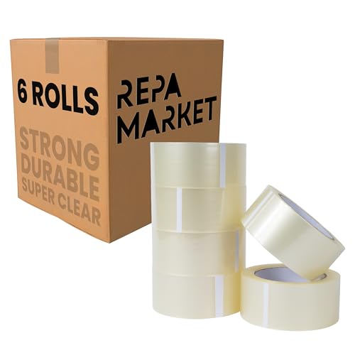 Repa Market 6 Rollen 48 mm x 132 m Transparentes Klebeband – Acryl Klebeband Durchsichtig – Superklares und Diskretes Polypropylen Verpackungsband - Packetbandrollen - Superklar Paketband von Repa Market