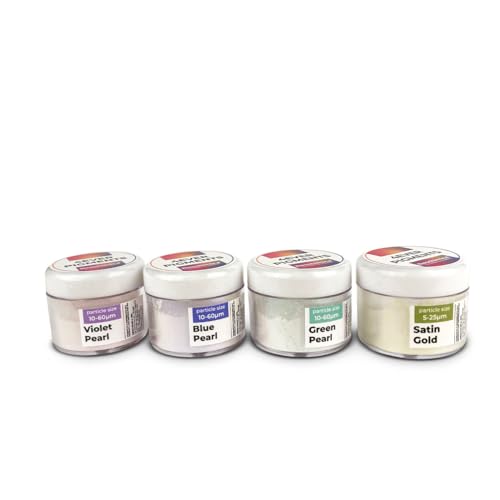 SATIN POWER SET - 4 x Premium Satin-Pigment-Pulver - Kompatibel mit Epoxidharz, Kerzen, Schleim und vielen anderen Materialien von Reschimica