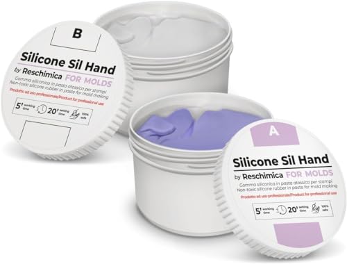 Silikon kautschuk 1:1 Knetsilikon SIL Hand, Abformmasse, Silikongummi, Knetmasse, Modelliermasse, Anti-Haftbeschichtet, DIY Basteln, Reproduzieren von Formen, Silikon, Kautschuk (500 gr) von Reschimica