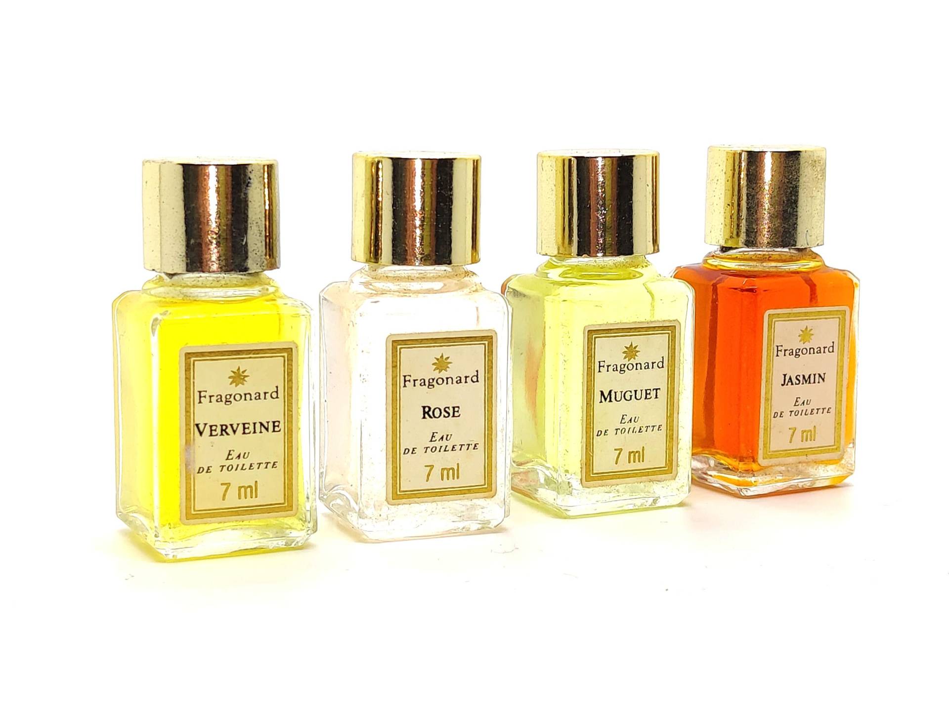 Fragonard Parfum Set With 4x7 Ml Eau De Toilette Splash Verveine Rose Muguet Jasmin True Vintage von Residenzler