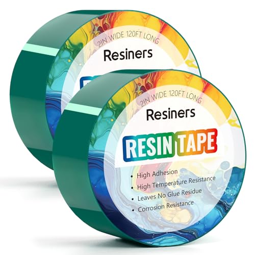 Resiners Harzband für Epoxidharzformen - 2IN W x 240FT L - Thermisches Klebeband, hohe Temperaturbeständigkeit, leicht abziehbar, Release Harzband für Flusstische, Rückstände entfernen, Grün von Resiners