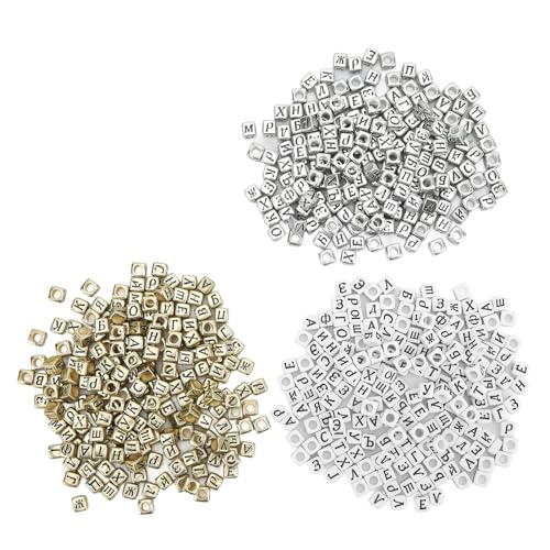 600pcs Russische Alphabet Perlen Weißgold Silber Buchstaben Perlen Bastelvorräte für Schmuckherstellung von Respicefinem