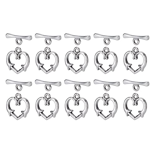 Resefinem Heart Clasp 5 × 3 × 1 20pcs OT Toggle Schnalle Edelstahl -Herzschild -Schmuckzubehör für Handwerk von Respicefinem