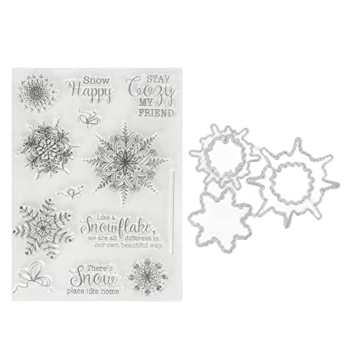 RespiceFinem Stempel Stempel 18 × 14 × 1 Clear Stamp Snowflake Thema sicher wiederverwendbares Material Easy Transparent Stempel mit sterbenem Schnitt von Respicefinem