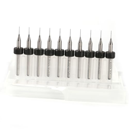 Respicefinem 10-teiliges Hartmetall-Mikrobohrer-Set für Leiterplatten, SMT, Präzisions-Twisted-Nuten-Design, glattes Schneiden, wolframarmer Stahl, inklusive leicht zugänglichem (0.3mm) von Respicefinem