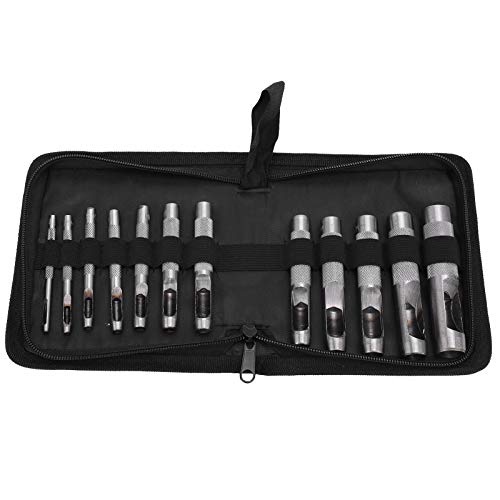 Respicefinem 12-teiliges Locher-Set für Gürtel, Kohlenstoffstahl, Leder, Hohlstanzer, Multifunktions-Handwerkzeuge, 3–16 mm von Respicefinem