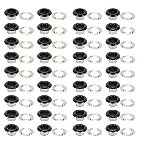 Respicefinem 200 Sets Schnallen-Metallösen für Schuhe, Leder, Taschen, Bastelnietwerkzeug, 6 mm, weiß (Black) von Respicefinem