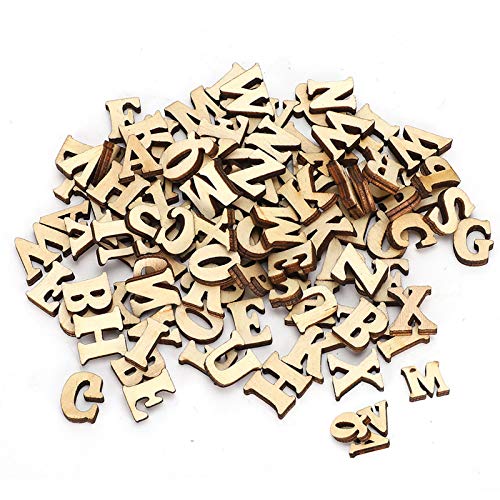 Respicefinem Educial Diy 15×10×8 200 Stück Diy Log Letter Form Holzblatt Lernspielzeug Basteln Dekor für 26 englische Buchstaben von Respicefinem