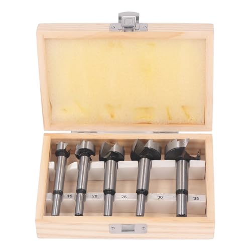 Respicefinem Forstner-Bit-Set, tragbar, 17,0 x 12,0 cm. 0×5. 5-teiliges Forstner-Bit-Set, professionelle Mehrzahn-Flachflügel-Bohrer für die Holzbearbeitung, Lochsäge, Stanzen, von Respicefinem