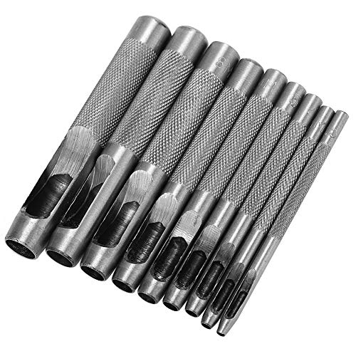 Respicefinem Hollow Punch Lederlocher 19. 0×12. 0×2. 0 9-teiliges Leder-Hohlstanzer-Set, Gürtellochstanzer, Lederhandwerkswerkzeug. 2. 5–10 mm Hohlstanzer-Set, Lederhandwerk von Respicefinem