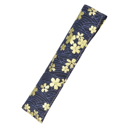 Respicefinem Retro Flower Hot Gold Stiftaufbewahrungstasche, einzelnes Stiftetui mit elegantem, mittelhartem Baumwollstoffbezug für Büro, Schule von Respicefinem