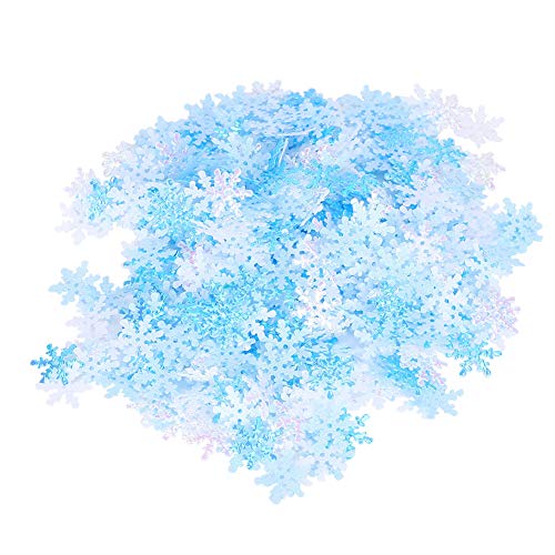 Respicefinem Schneeflocken-Serviettenstoff, Schneeflocken, 12,0 x 11,6 cm. 0×3. Pack Schneeflocken Konfetti Dekoration Vliesstoff Blau Weiß Mischfarbe 15 mm Glitzer von Respicefinem