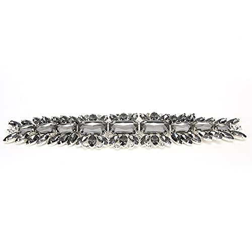 Respicefinem Strassband-Kette, Kristall-Strass-Kettenband, Basteldekoration, Kristallband für Dekoration, Nähen, DIY, Hochzeitskleider, Taschen, Schuhe (Transparent Gray) von Respicefinem