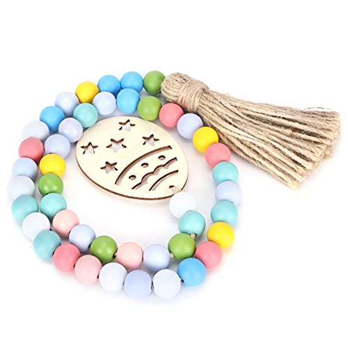 Restokki Easter Wood Bead Garland Colorful Beads Pendant Ornament Home Room Decoration 85cm von Restokki