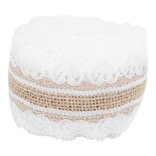 Restokki Sackleinenband, verschiedene Stile, Spitze, Sackleinenrolle, Hochzeit, Party, Verpackung, Kunst, Heimdekoration (5cm middle straight lace) von Restokki