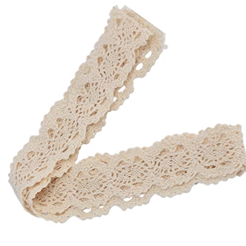 Restokki Spitzenband, elegantes Baumwoll-Beige-Netz, 9,1 m, für DIY-Vorhang, Kleidung, Tischdecke, Dekoration von Restokki