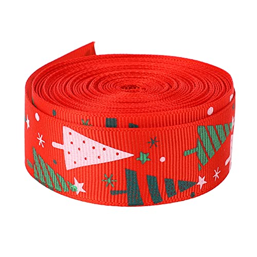 Restokki Weihnachtsthema-Band, Geschenkverpackungsgürtel, Hochzeitsfeier, dekorativer Schneeflocken-Weihnachtsbaum-Schneemann-Handschuh (Christmas tree pattern red (Part 2)) von Restokki