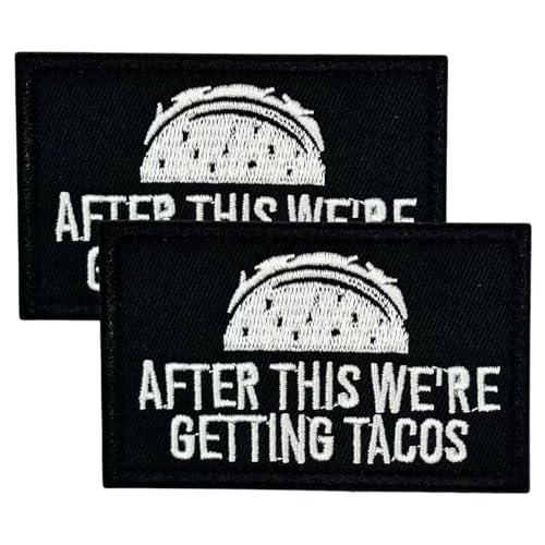 2 Stück After This We're Getting Tacos Hook&Loop Embroidery Patches, Humor Morale Applique Repair Fashion Accessories Collection Badges for DIY Clothing Jacket Jeans Backpack Hats Vests Bags von Reteno