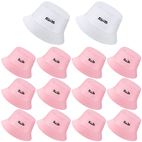 Retisee Bachelorette Bucket Hats Bride to Be Hut Brautjungfer Babe Hüte Bachelorette Geschenke Party Dekorationen, Weiß / Pink, Einheitsgröße-L von Retisee