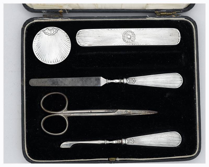 Art Deco Birmingham 1931 Sterling Silber Henry Clifford Davis Maniküre Set von Retrofran