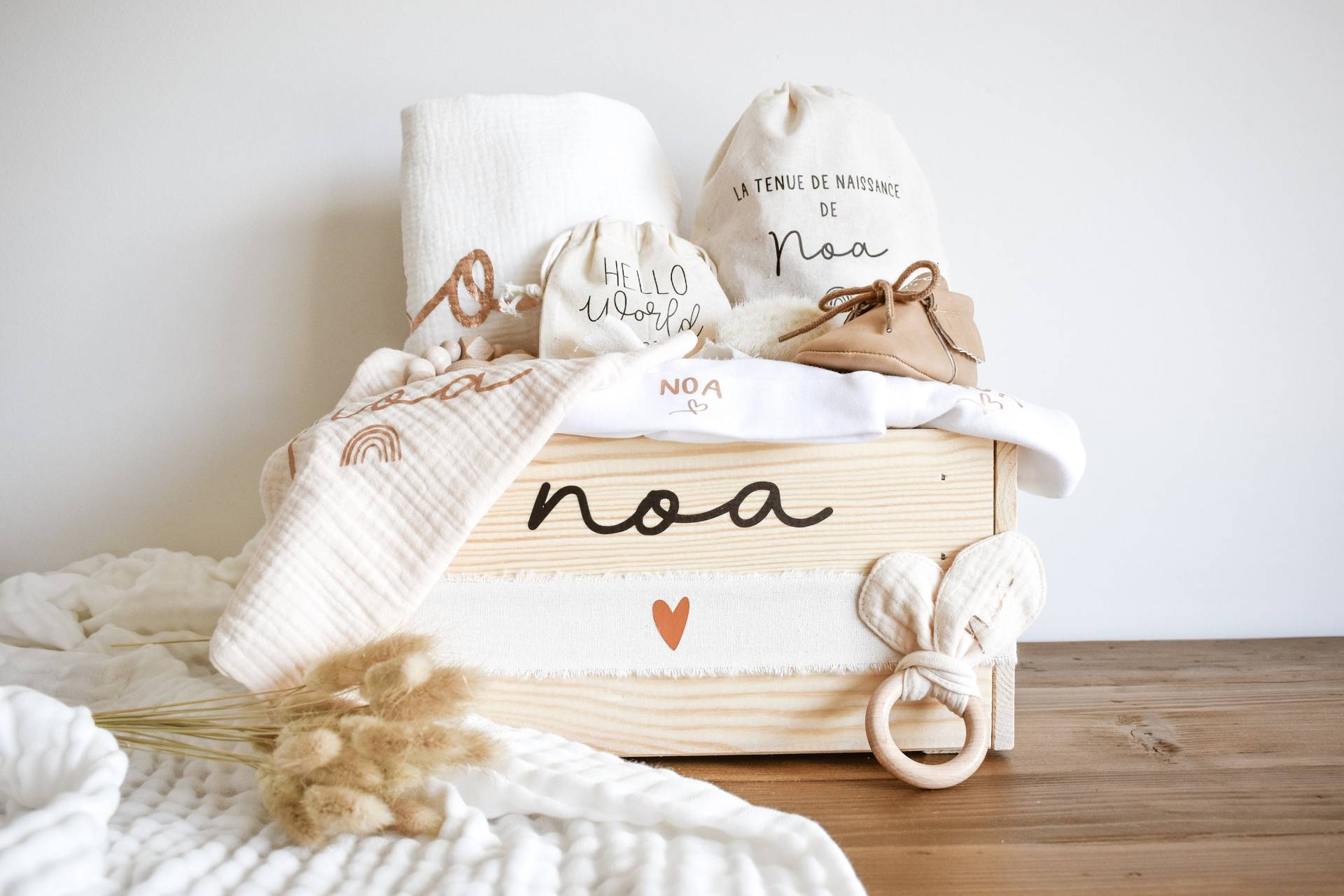 Babybox - Groß Zum Personalisieren Vorname Baby Kind Geburt Geschenk Babyparty Baumwollgaze Schmusetuch Decke Box von RevedeGrands