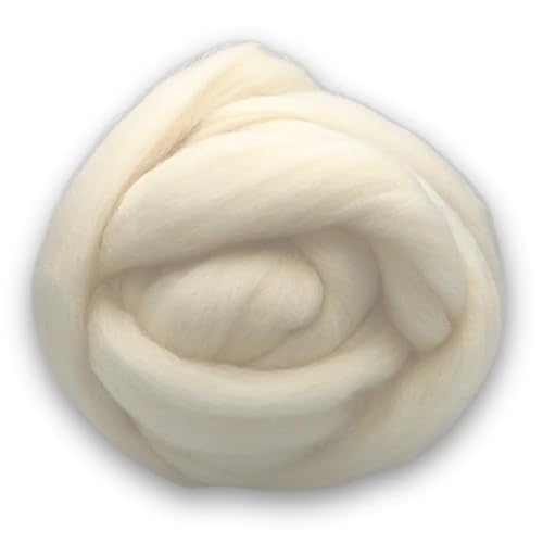 Revolution Fibers Corriedale Wolle Roving 473 g zum Spinnen, weiches grobes Jumbo-Garn für Armstrickdecken, 100% natürlich, ungefärbt (Off-White) Wollgarn, Bulk, Filzkern, kardierte Füllung von Revolution Fibers