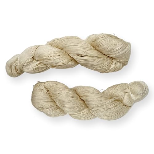 Revolution Fibers Maulbeerseide-Garn, 6-lagiges Garn (2 Knäuel) | 100 % natürliches Weiß ungefärbt, 1200 Meter pro Knäuel | perfekt zum Färben, Stricken, Häkeln, Weben und Sticken von Revolution Fibers