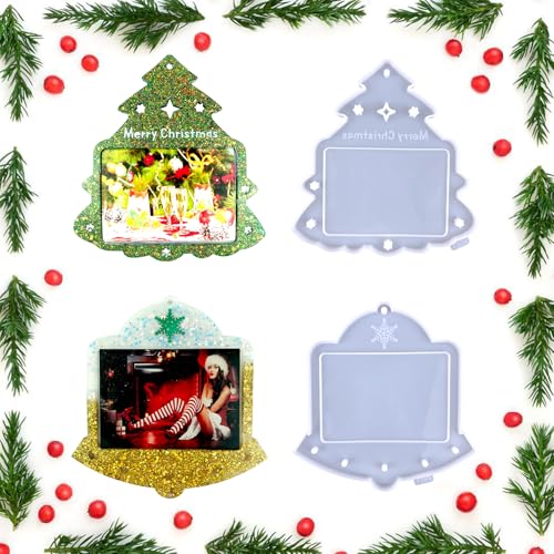 2 Stück Weihnachten Bilderrahmen Silikonform, Bilderrahmen Epoxidharz Formen, Weihnachtsbaum Resin Silikonform, Gießform Fotorahmen, Weihnachten Silikonform für DIY Fotorahmen von RevpoltIQ