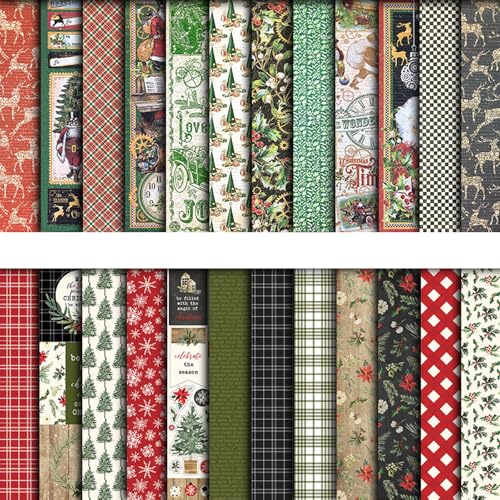 24 Blatt Weihnachten Scrapbooking Papier 24 Mustern zum DIY Basteln Scrapbook Weihnachten Motive Designpapier Für Kartengestaltung, Collage, Origami, Mixed Media (A) von RevpoltIQ