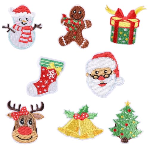 Weihnachtliche gestickte Aufnäher DIY Zubehör, sortierte Weihnachtsmann/Schneemann/Strumpf/Geschenk dekorative für Weihnachten Kostüm Dekoration, 16 Stück Paket von RevpoltIQ